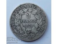 2 francs silver France 1871 A - silver coin №27