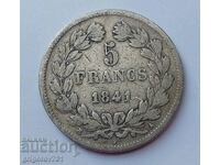 Ασημένιο 5 φράγκα Γαλλία 1841 Ασημένιο νόμισμα Louis Philippe # 5