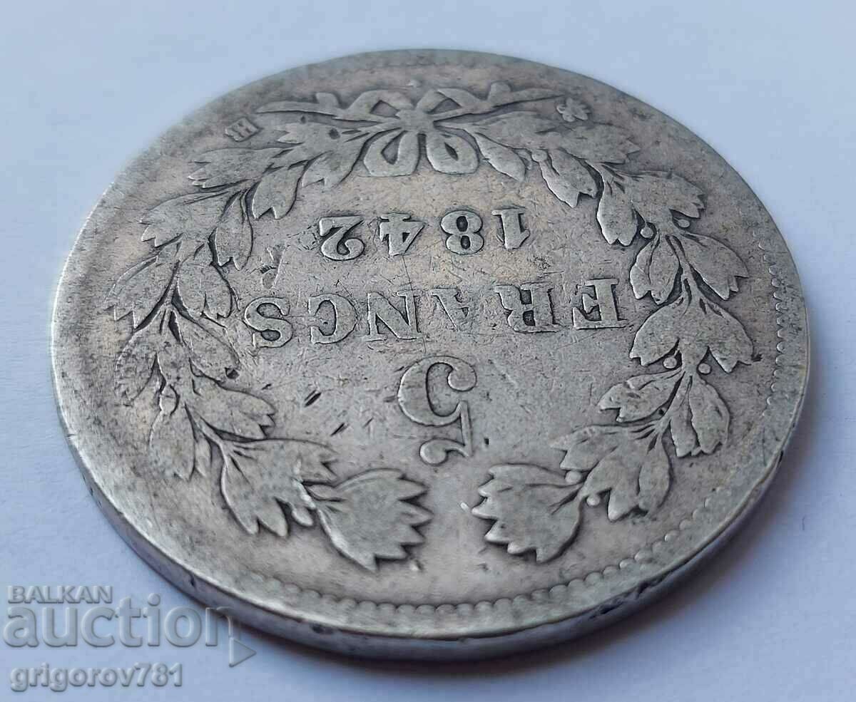 Ασημένιο 5 φράγκα Γαλλία 1842 BB Louis Philippe ασημένιο νόμισμα # 6 - 5