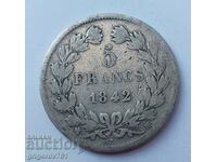 Ασημένιο 5 φράγκα Γαλλία 1842 BB Louis Philippe ασημένιο νόμισμα # 6