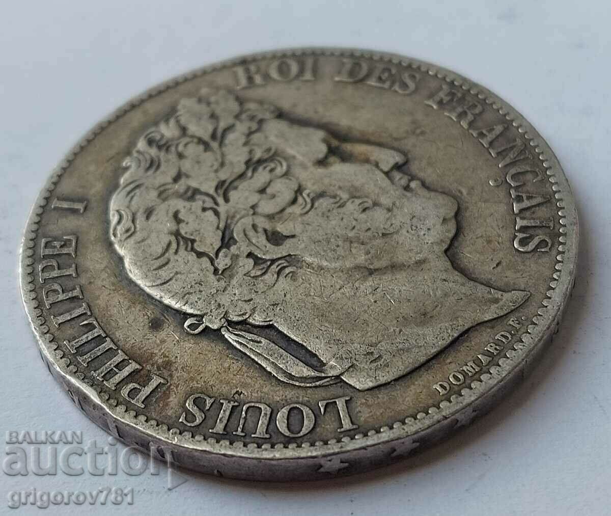 Ασημένιο 5 φράγκα Γαλλία 1844 W Louis Philippe ασημένιο νόμισμα # 10 - 6