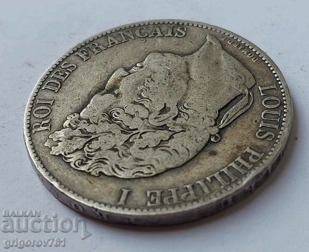 Ασημένιο 5 φράγκα Γαλλία 1844 W Louis Philippe ασημένιο νόμισμα # 10 - 7