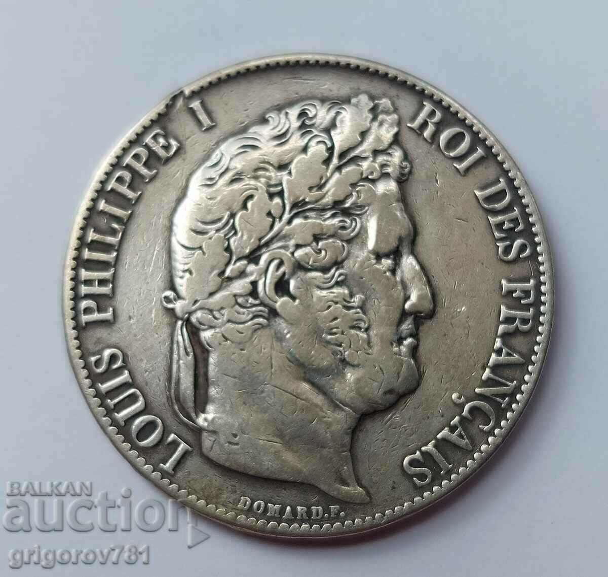 5 франка сребро Франция 1845 Луи Филип сребърна монета #11 с цена € 34.26 | 67.01 лв.