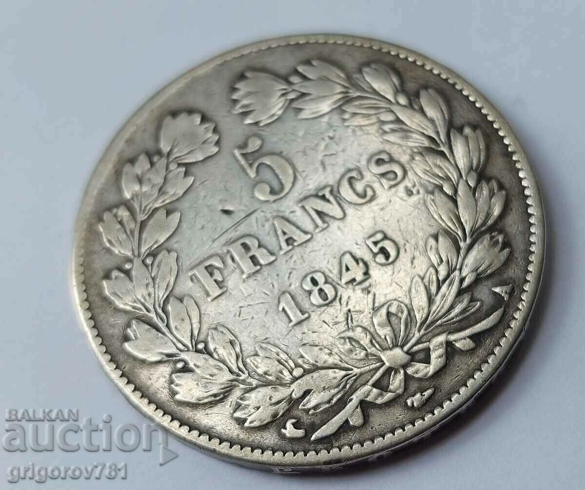 Аукцион 5 франка сребро Франция 1845 Луи Филип сребърна монета #11