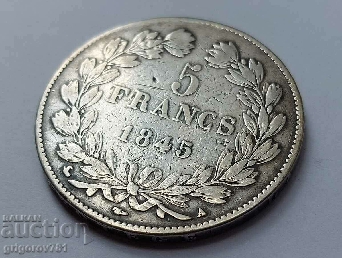 Доставка на 5 франка сребро Франция 1845 Луи Филип сребърна монета #11
