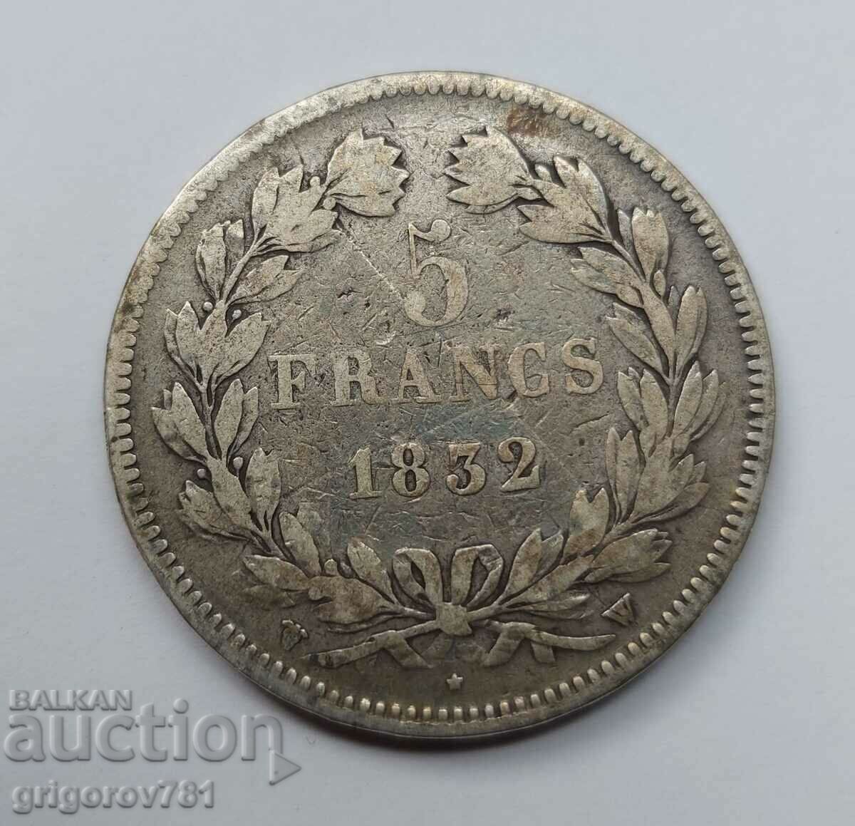 5 Francs Silver France 1832 W Silver Coin #12