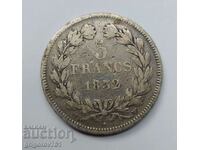 Moneda de argint 5 Franci Franța 1832 W #12