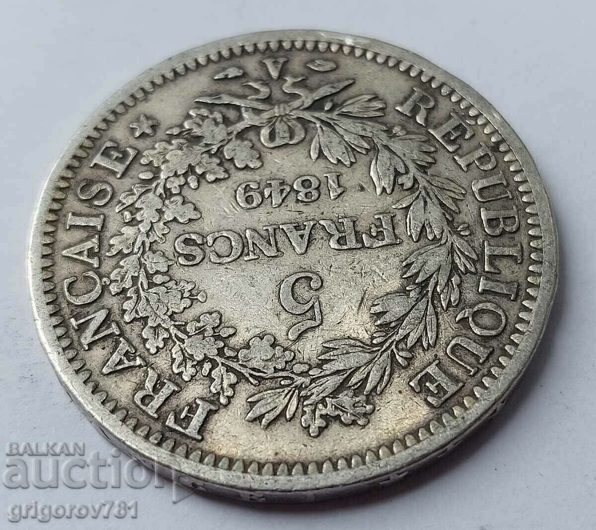 5 franci argint Franța 1849 O monedă de argint # 13 - 5 5 franci argint Franța 1849 O monedă de argint # 13 - 5