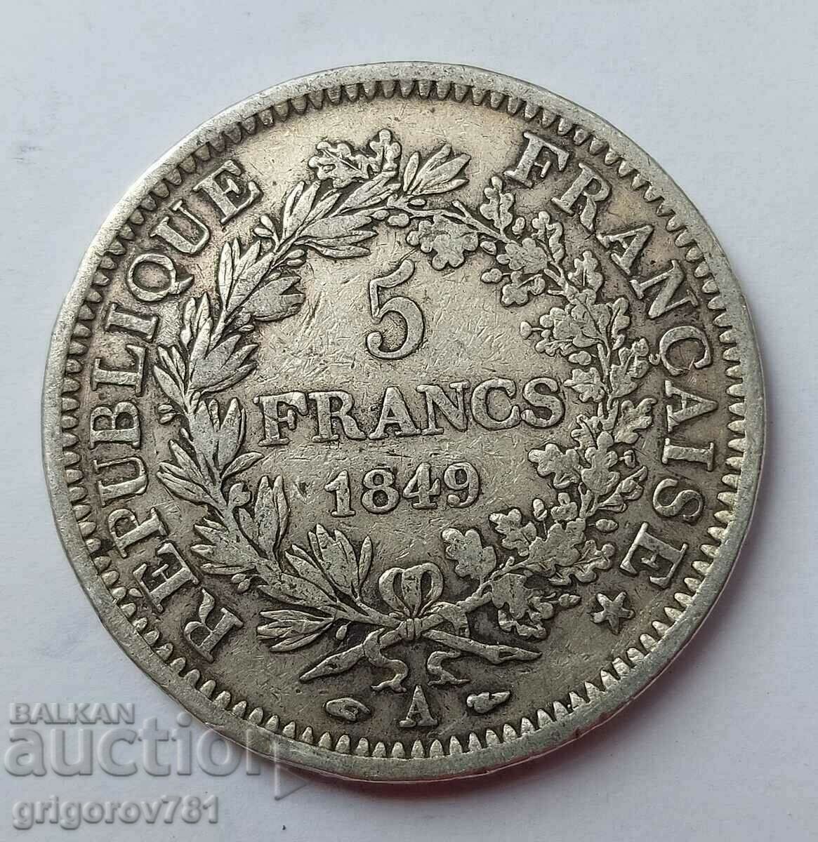 5 franci argint Franța 1849 O monedă de argint # 13