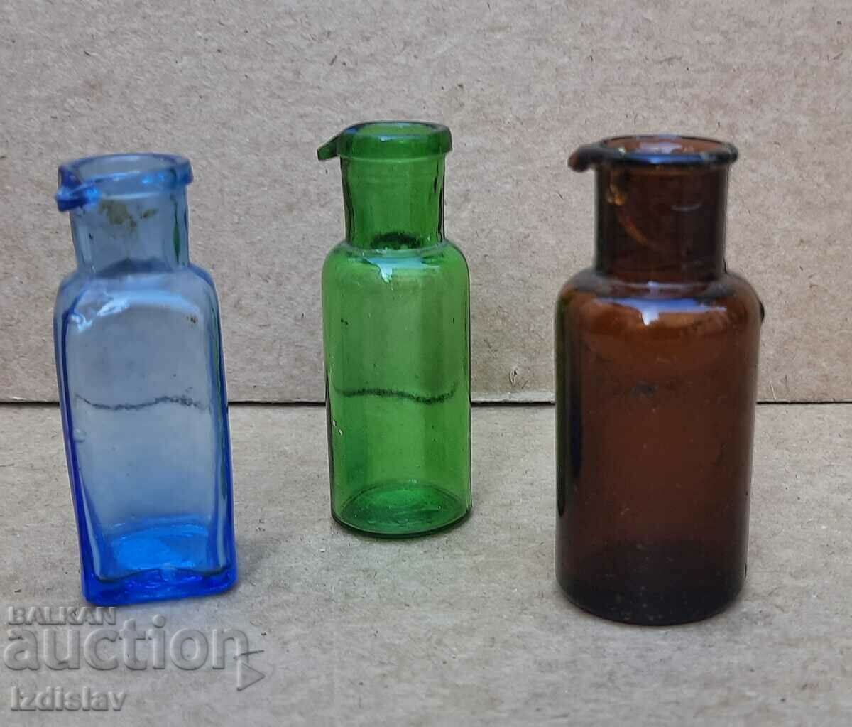 Lot of three old small bottles