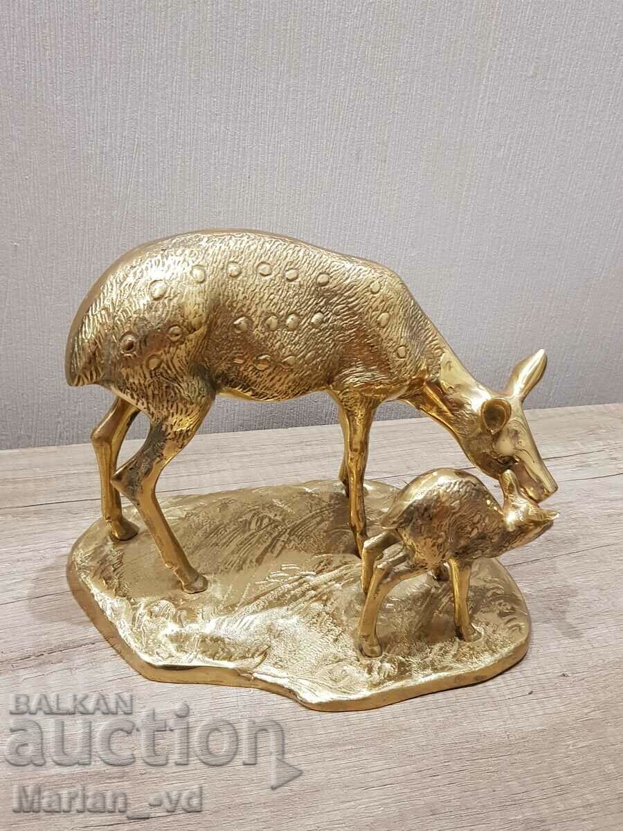 Bronze figure of a deer with a roe deer