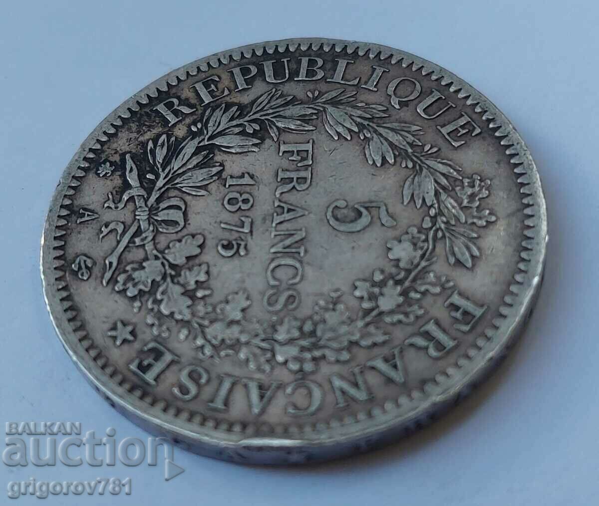 Ασημένιο 5 φράγκα Γαλλία 1875 ασημένιο νόμισμα # 16 - 5 Ασημένιο 5 φράγκα Γαλλία 1875 ασημένιο νόμισμα # 16 - 5