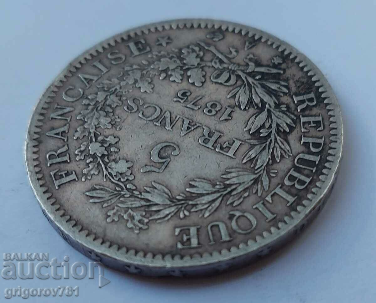 Ασημένιο 5 φράγκα Γαλλία 1875 ασημένιο νόμισμα # 16 - 6 Ασημένιο 5 φράγκα Γαλλία 1875 ασημένιο νόμισμα # 16 - 6