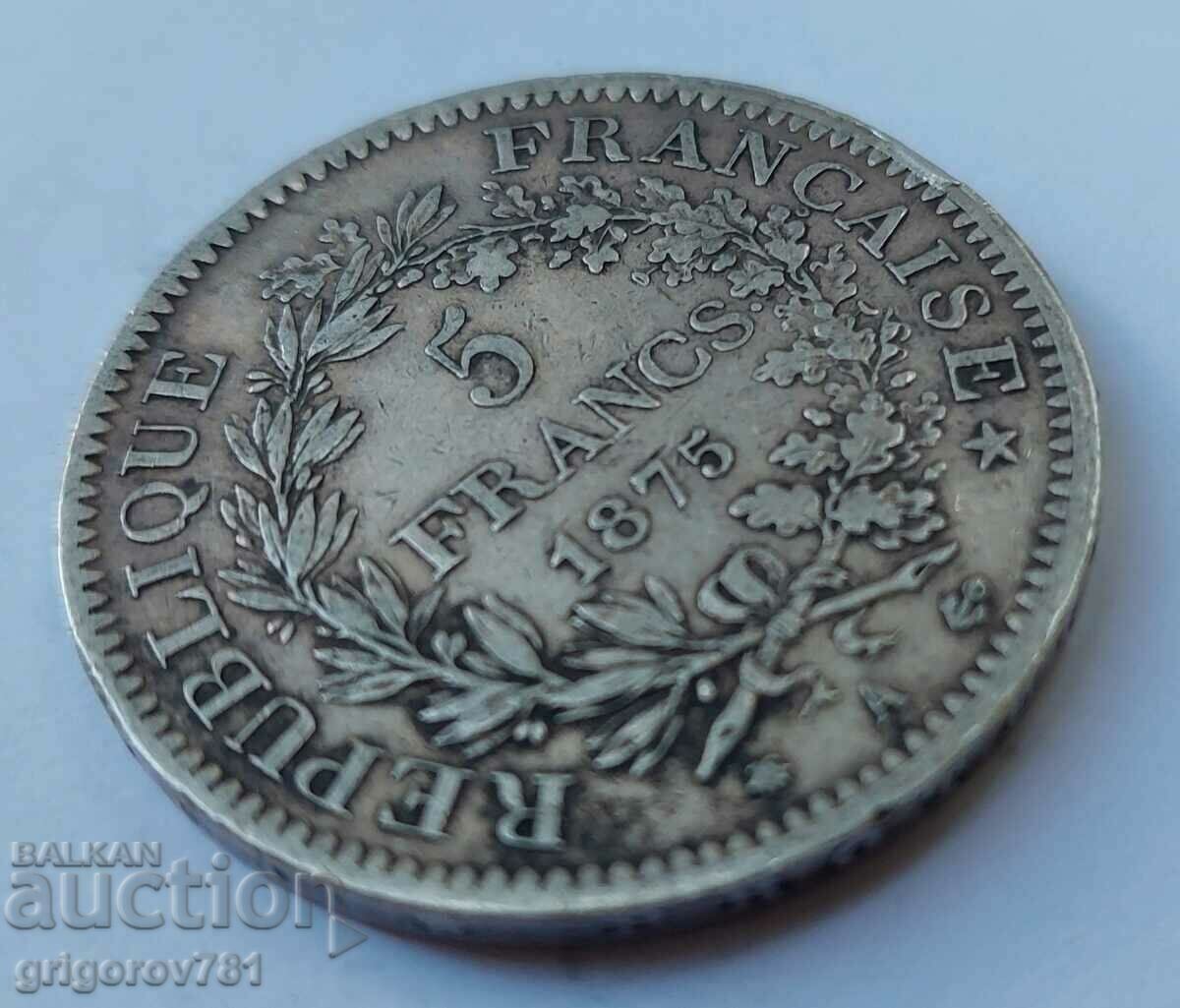 Ασημένιο 5 φράγκα Γαλλία 1875 ασημένιο νόμισμα # 16 - 7 Ασημένιο 5 φράγκα Γαλλία 1875 ασημένιο νόμισμα # 16 - 7