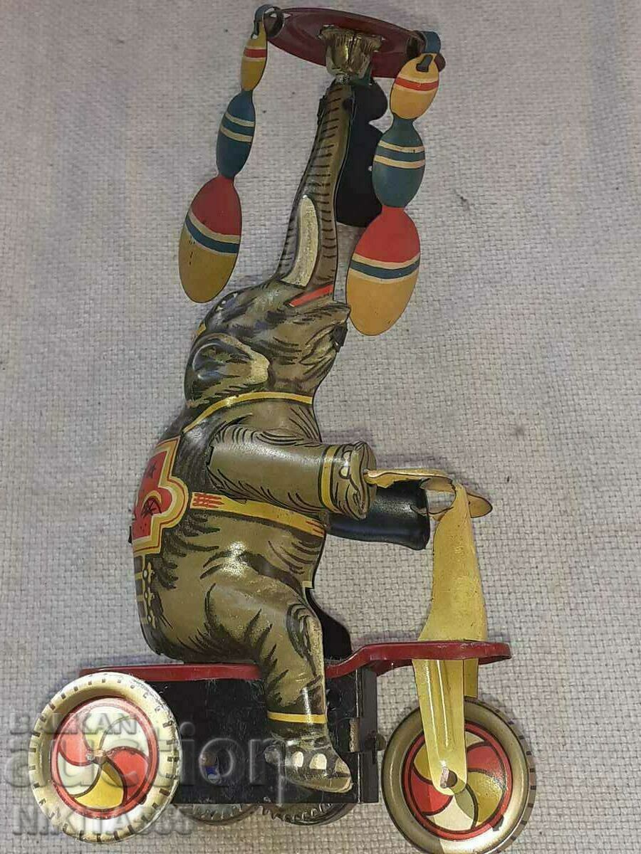 Rare tin toy - Elephant on Bike Tricycle - 7 Rare tin toy - Elephant on Bike Tricycle - 7