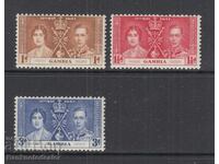 Gambia: 1937 George VI Coronation Set of 3 Stamps SG147-149