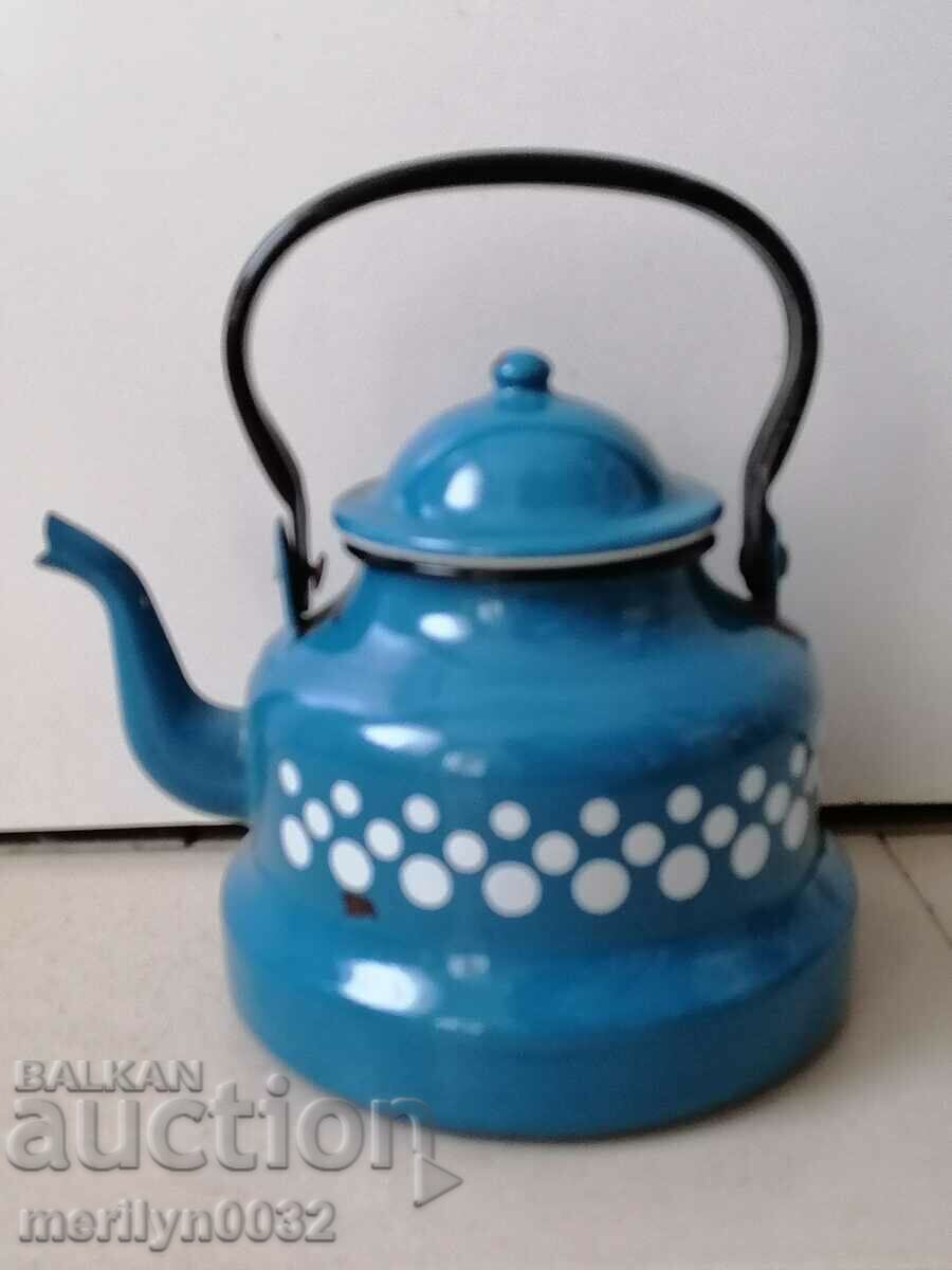 Auction Enameled teapot from the saucepan with enamel coffee pot Auction Enameled teapot from the saucepan with enamel coffee pot