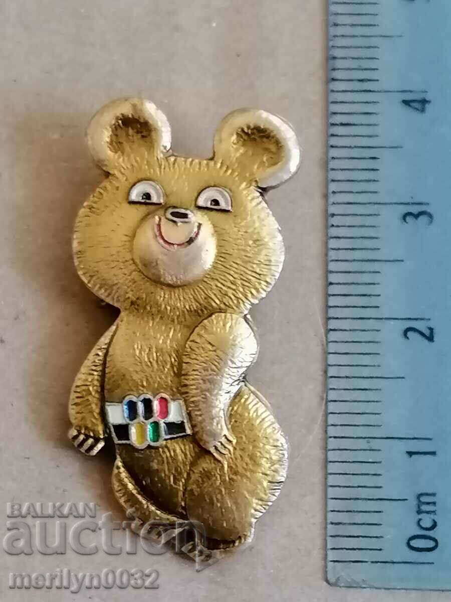 Badge USSR Olympics 80 teddy bear Misha medal badge with price 26.00 BGN | € 13.29