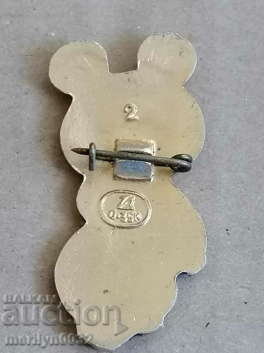 Auction  Badge USSR Olympics 80 teddy bear Misha medal badge
