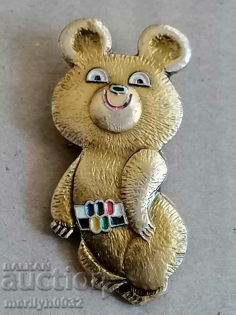 Insigna Jocurile Olimpice URSS 80 ursuleț de pluș Insigna medalia Misha