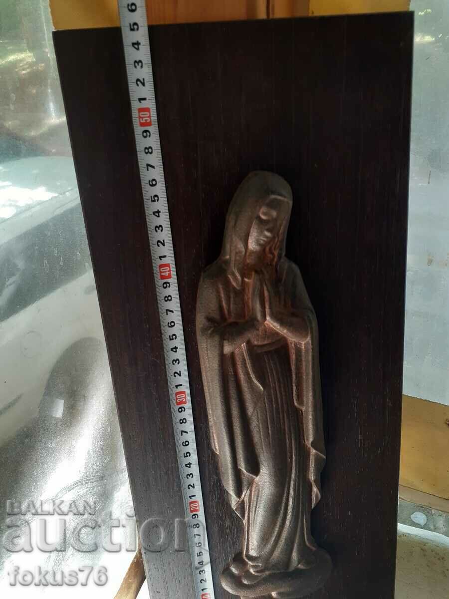 Delivery of Virgin Mary panel of cast iron statue icon statuette massive Delivery of Virgin Mary panel of cast iron statue icon statuette massive