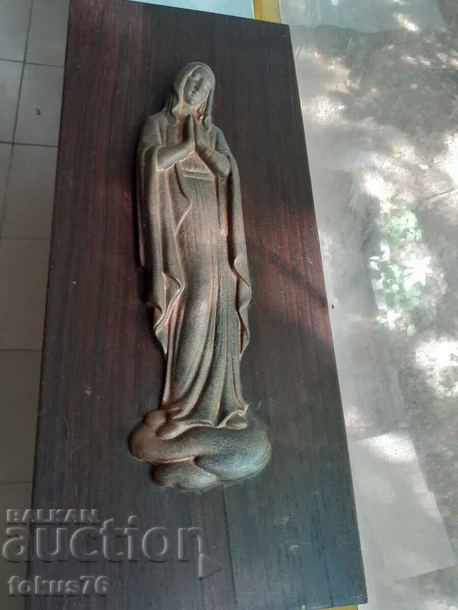 Virgin Mary panel of cast iron statue icon statuette massive - 5 Virgin Mary panel of cast iron statue icon statuette massive - 5