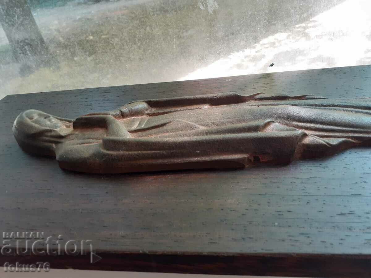 Virgin Mary panel of cast iron statue icon statuette massive - 6 Virgin Mary panel of cast iron statue icon statuette massive - 6