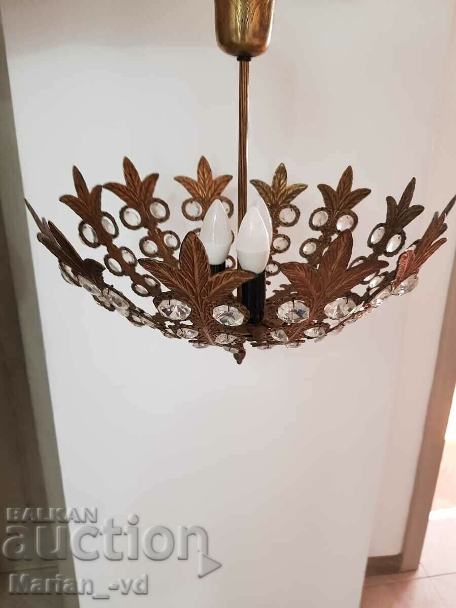 Old French bronze chandelier in the shape of an umbrella