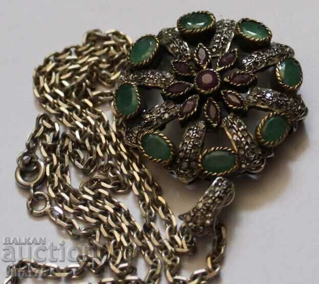 Auction Old silver locket with rubies and emeralds Auction Old silver locket with rubies and emeralds