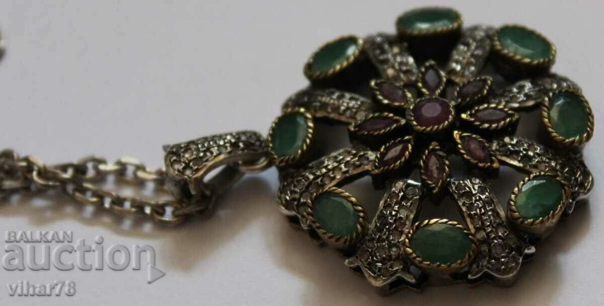 Delivery of Old silver locket with rubies and emeralds Delivery of Old silver locket with rubies and emeralds