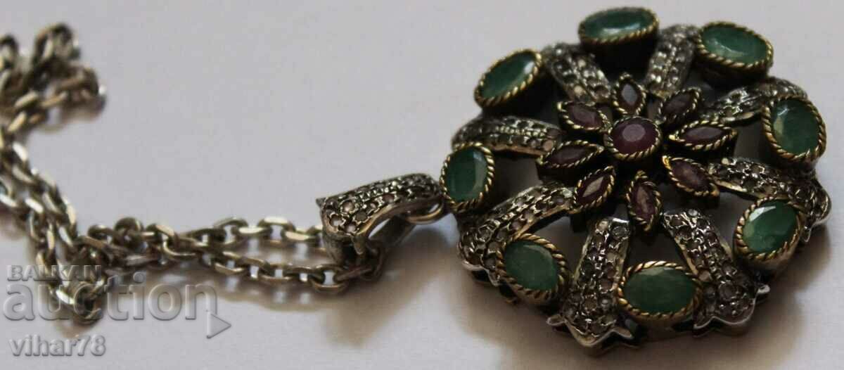 Old silver locket with rubies and emeralds - 7 Old silver locket with rubies and emeralds - 7