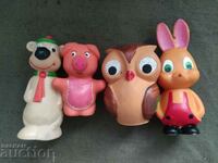 old rubber figures: piglet,, rabbit
