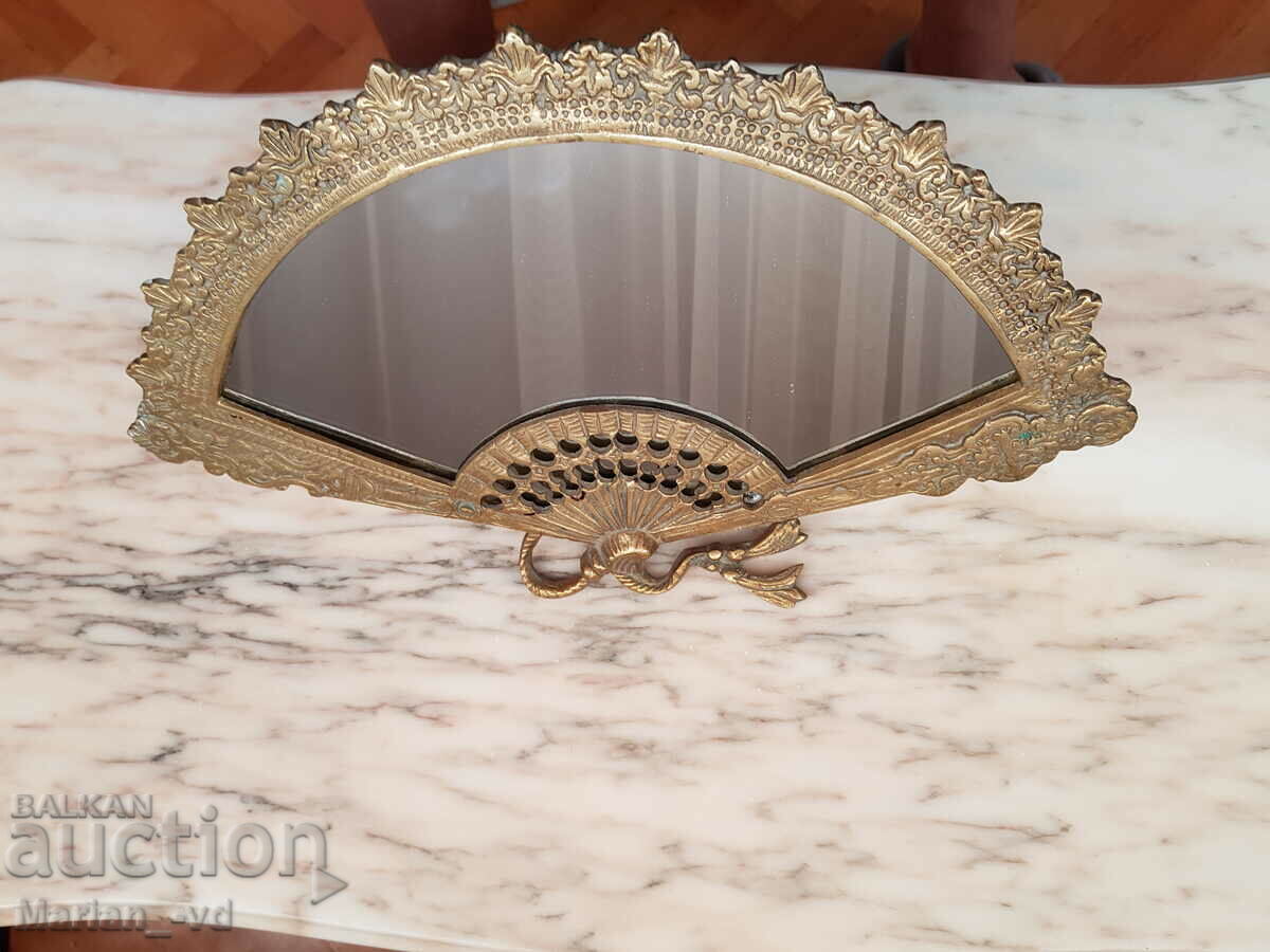 Old French bronze table mirror