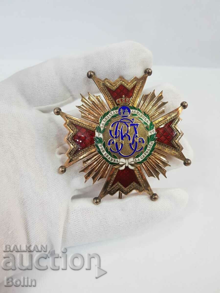 Rare royal silver order Isabella The Catholic with enamel with price 1750.00 BGN | € 894.76 Rare royal silver order Isabella The Catholic with enamel with price 1750.00 BGN | € 894.76