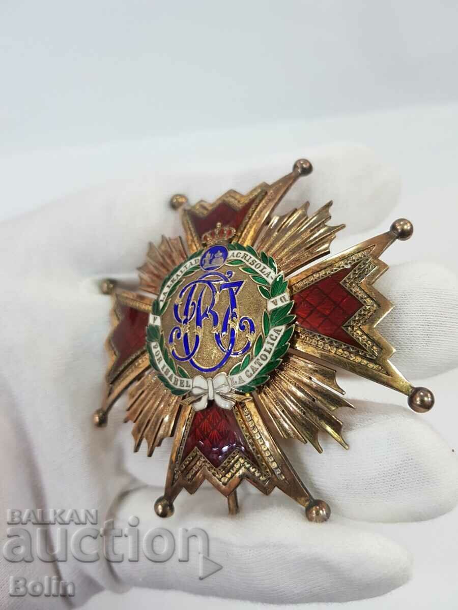Auction Rare royal silver order Isabella The Catholic with enamel Auction Rare royal silver order Isabella The Catholic with enamel