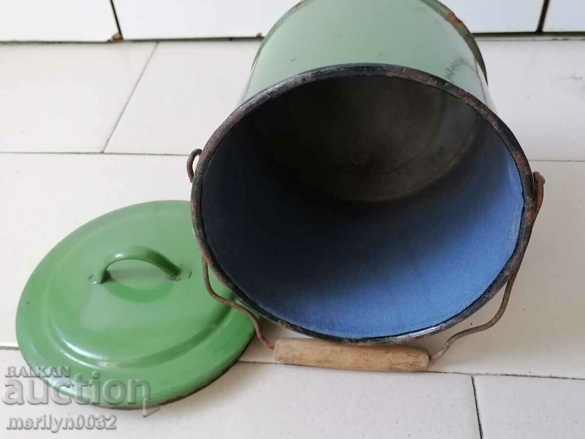 Old enameled social jug with LID enameled food container NRB with price 46.00 BGN | € 23.52 Old enameled social jug with LID enameled food container NRB with price 46.00 BGN | € 23.52