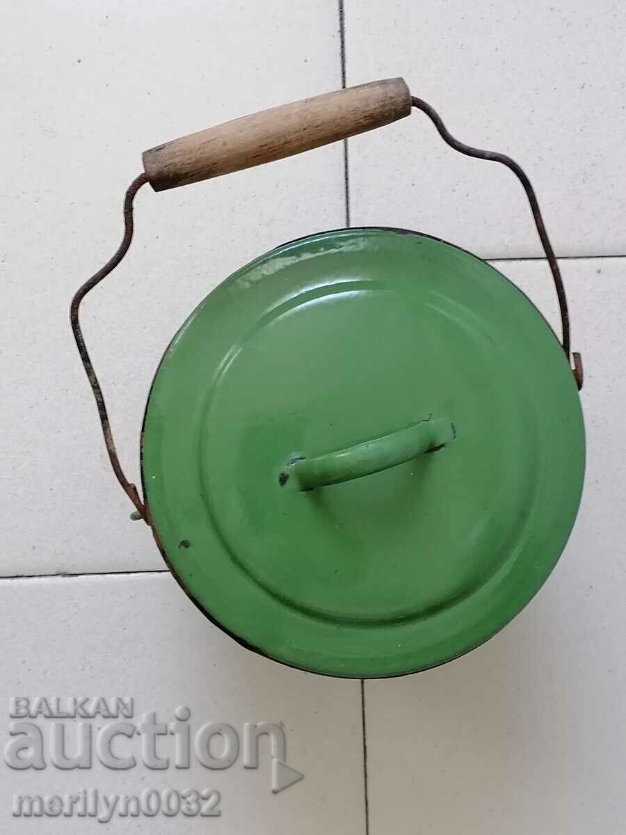 Old enameled social jug with LID enameled food container NRB - 6 Old enameled social jug with LID enameled food container NRB - 6