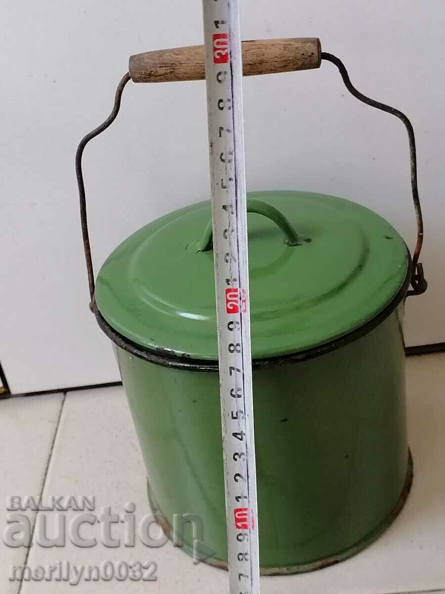 Old enameled social jug with LID enameled food container NRB - 7 Old enameled social jug with LID enameled food container NRB - 7