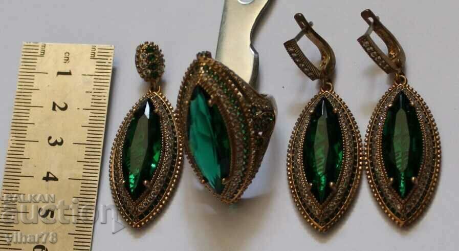 Auction Silver ring with gold-earrings-medallion-MISA Auction Silver ring with gold-earrings-medallion-MISA