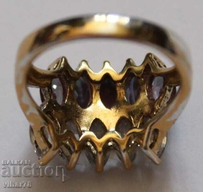 Silver ring with rubies and mountain crystal - 5