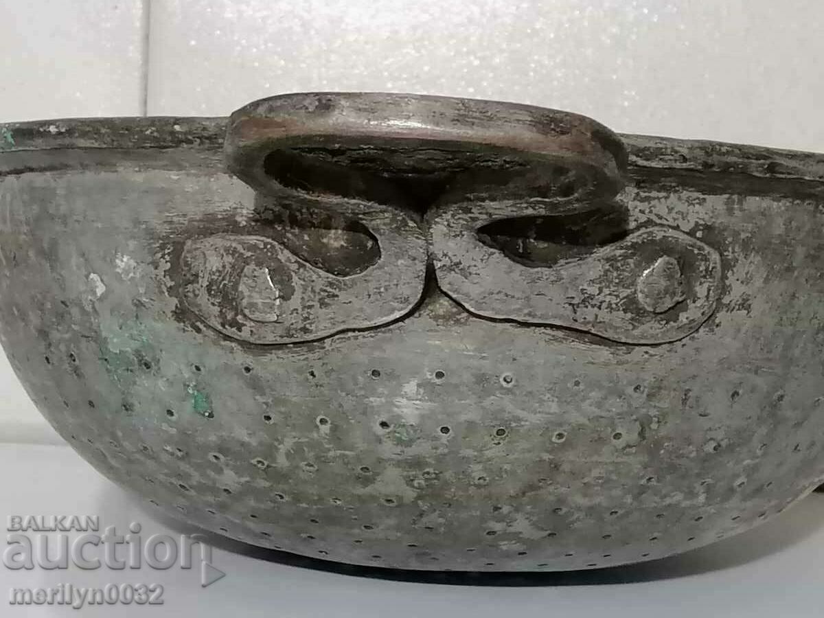 Old copper colander copper pot, copper strainer cauldron cauldron cauldron - 7 Old copper colander copper pot, copper strainer cauldron cauldron cauldron - 7