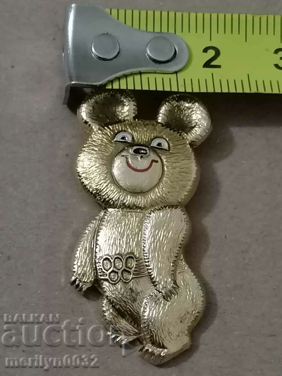 Auction  Badge USSR Olympics 80 teddy bear Misha medal badge