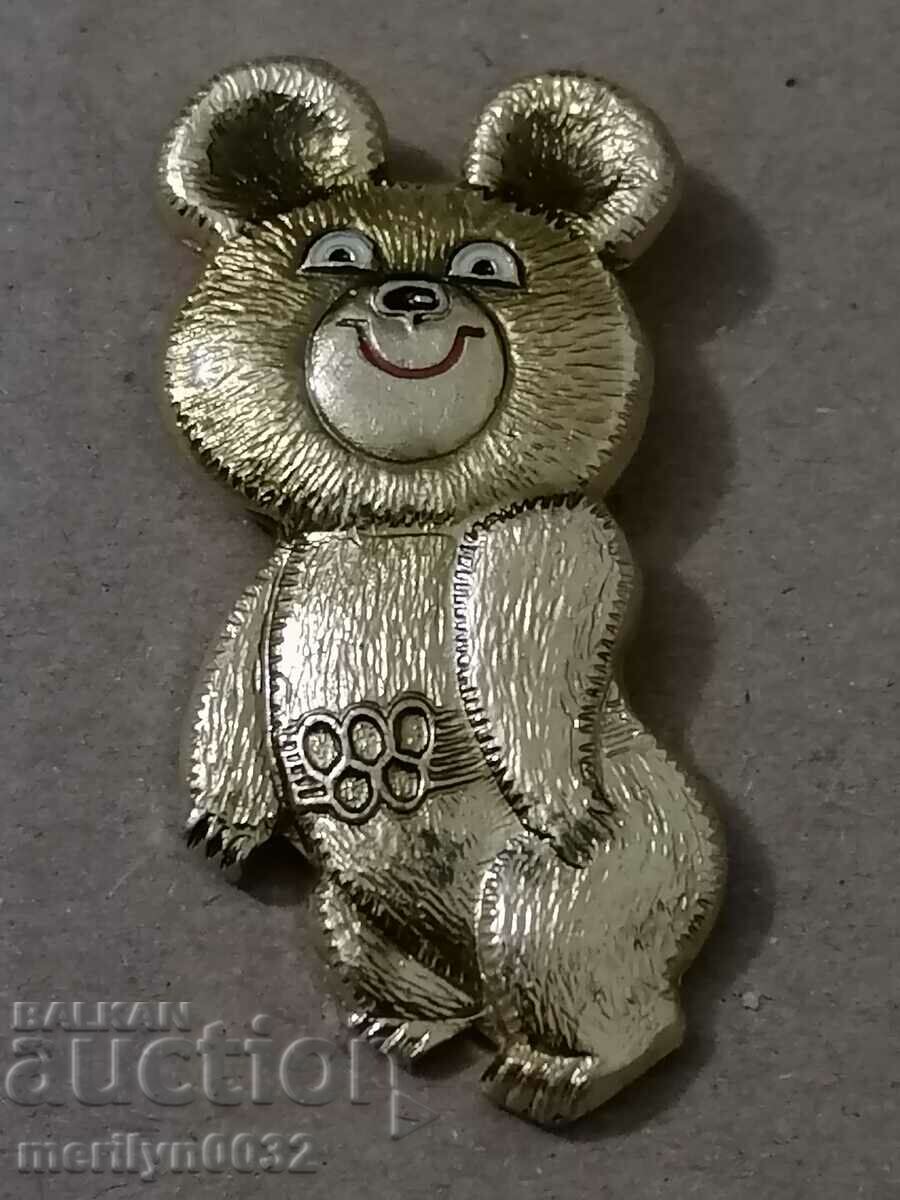 Badge USSR Olympics 80 teddy bear Misha medal badge - 5