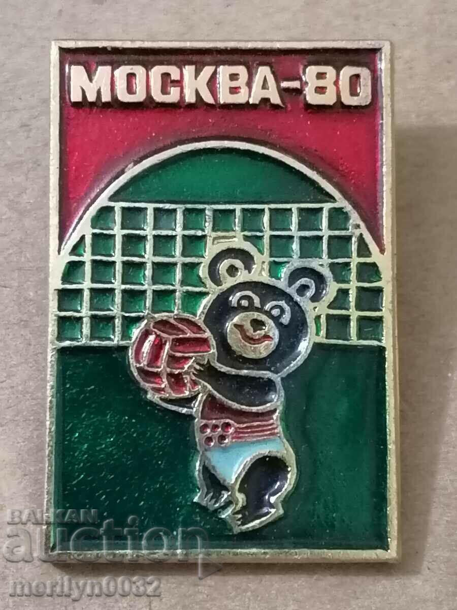 Нагръден знак СССР Олимпиада 80 мечето Миша медал значка