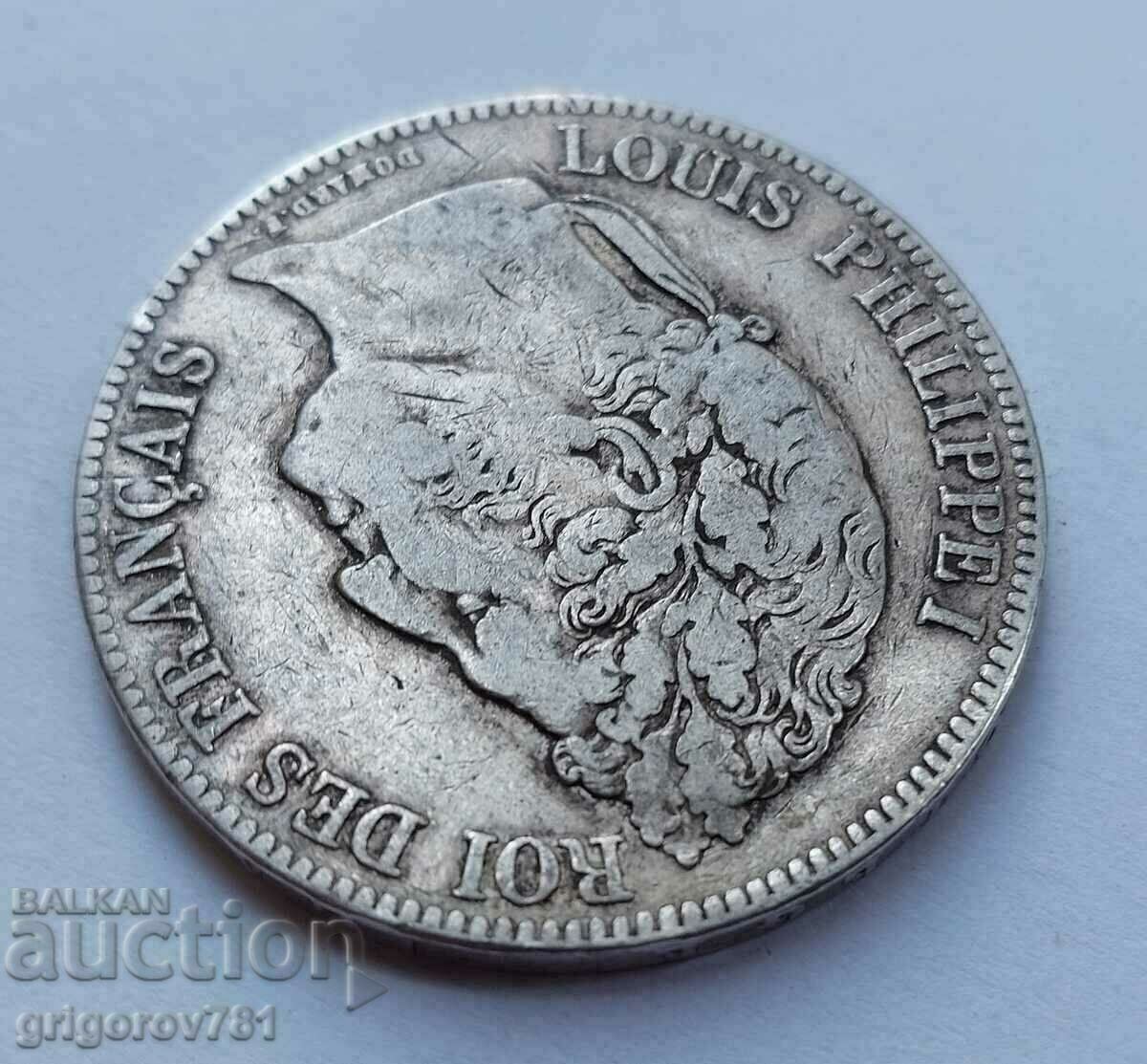 Ασημένιο 5 φράγκα Γαλλία 1839 Β - ασημένιο νόμισμα # 25 - 7