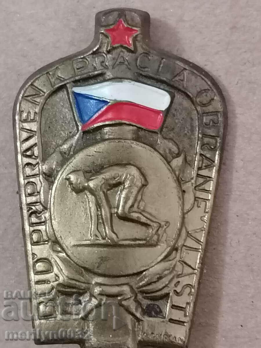 Ecuson pentru medalie cehoslovacă cu pieptar