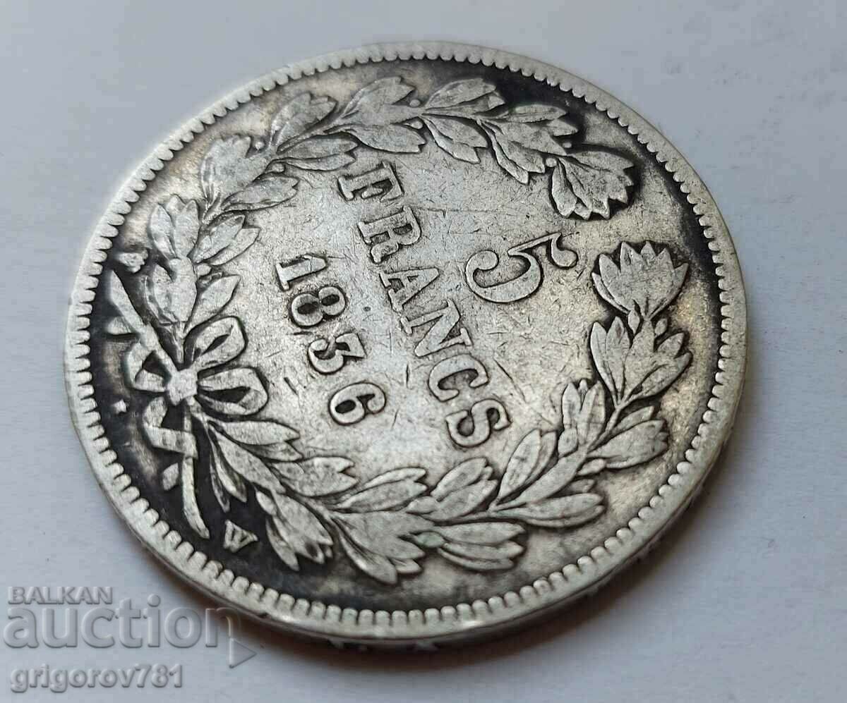 Παράδοση Ασημένιο 5 φράγκα Γαλλία 1836 W - ασημένιο νόμισμα # 27