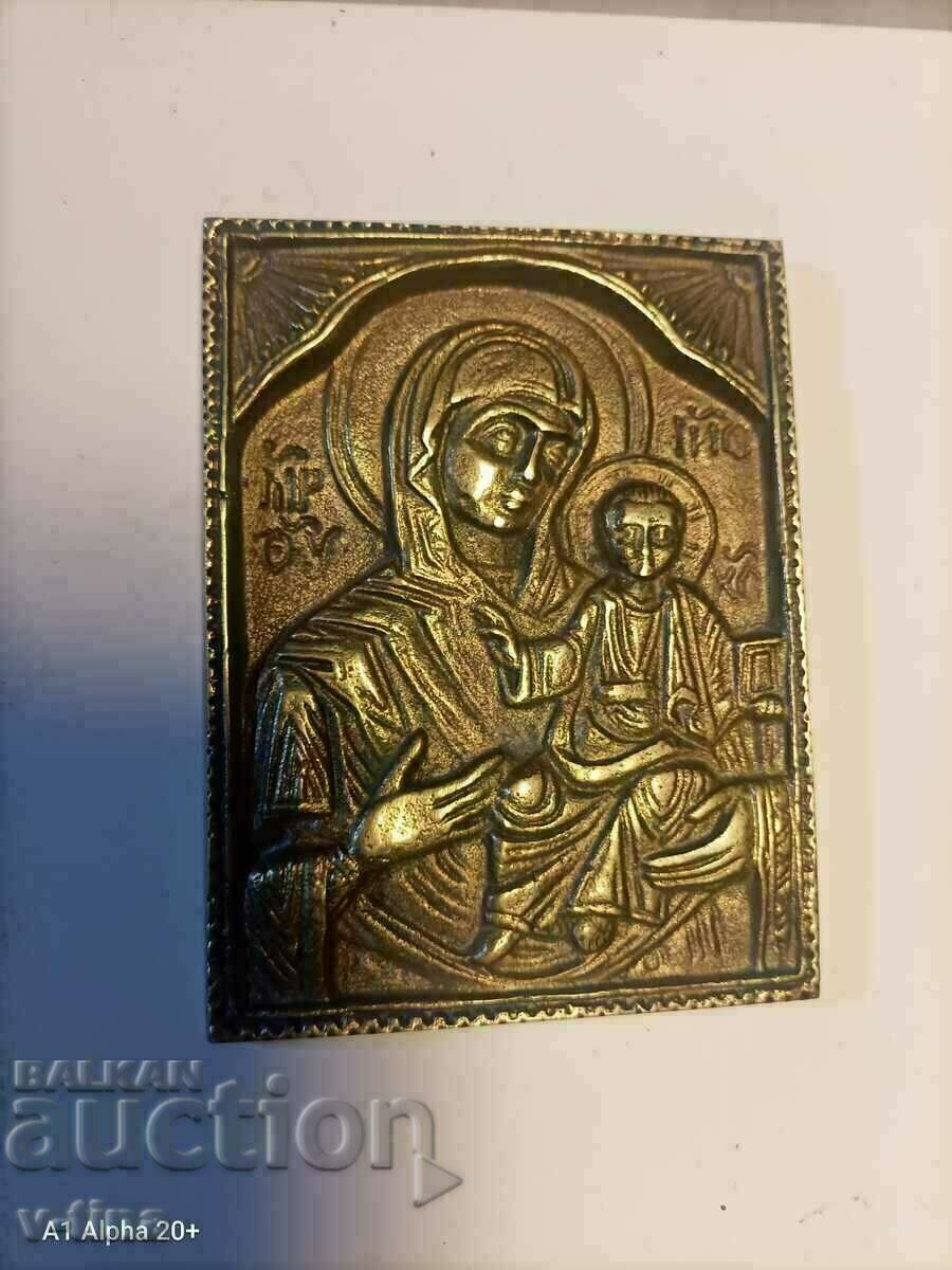 Old Russian icon of the Mother of God and Jesus the Author