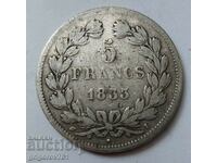 5 франка сребро Франция 1833 I  - сребърна монета #36