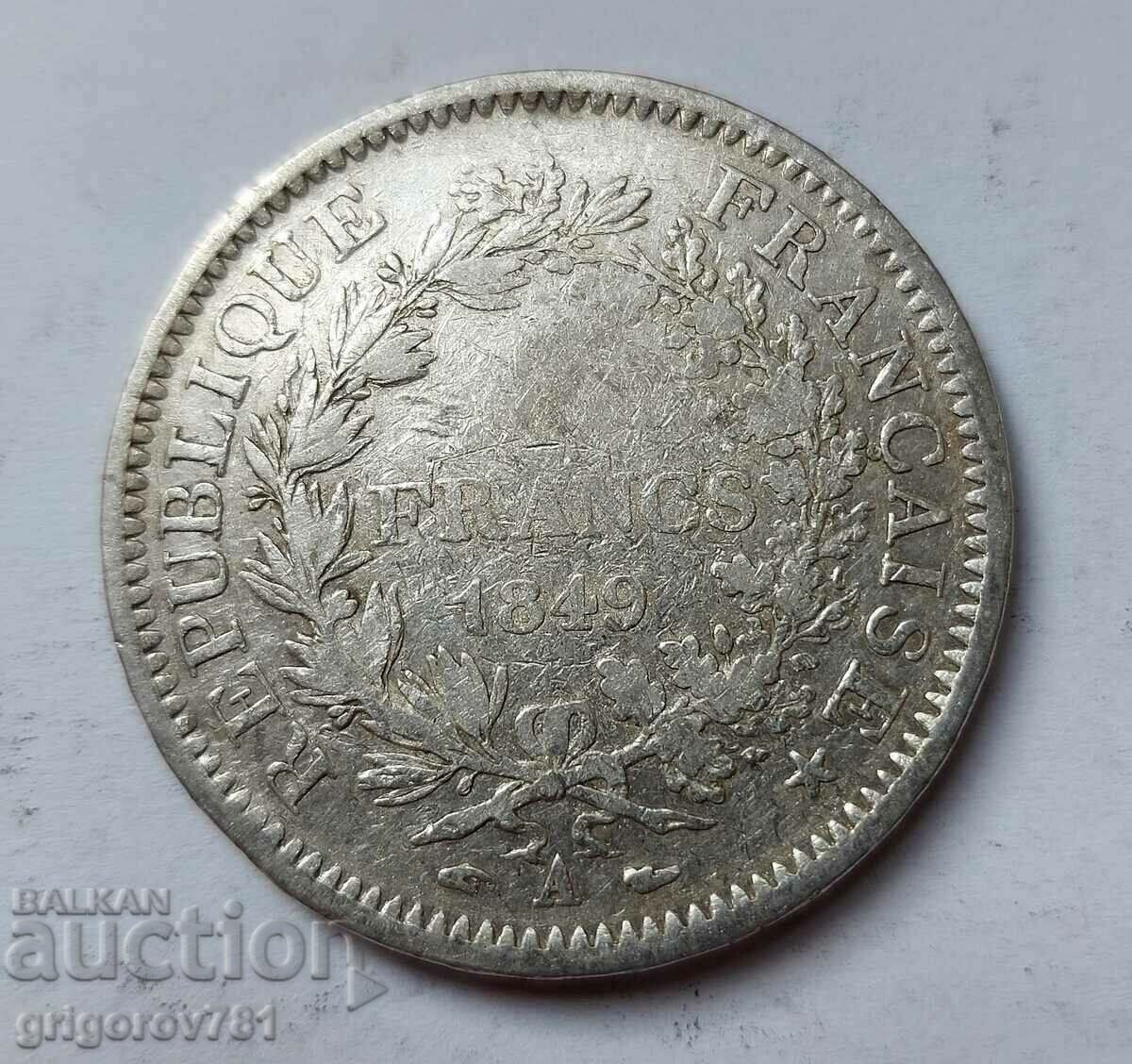 5 franci argint Franța 1849 A - monedă de argint # 42